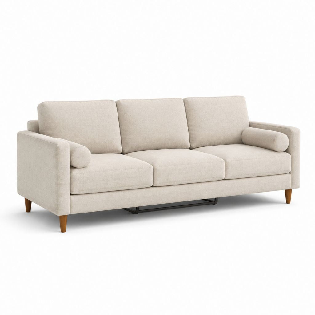 Divano 3 posti beige in poliestere rettangolare 220 x 90 x 85 cm