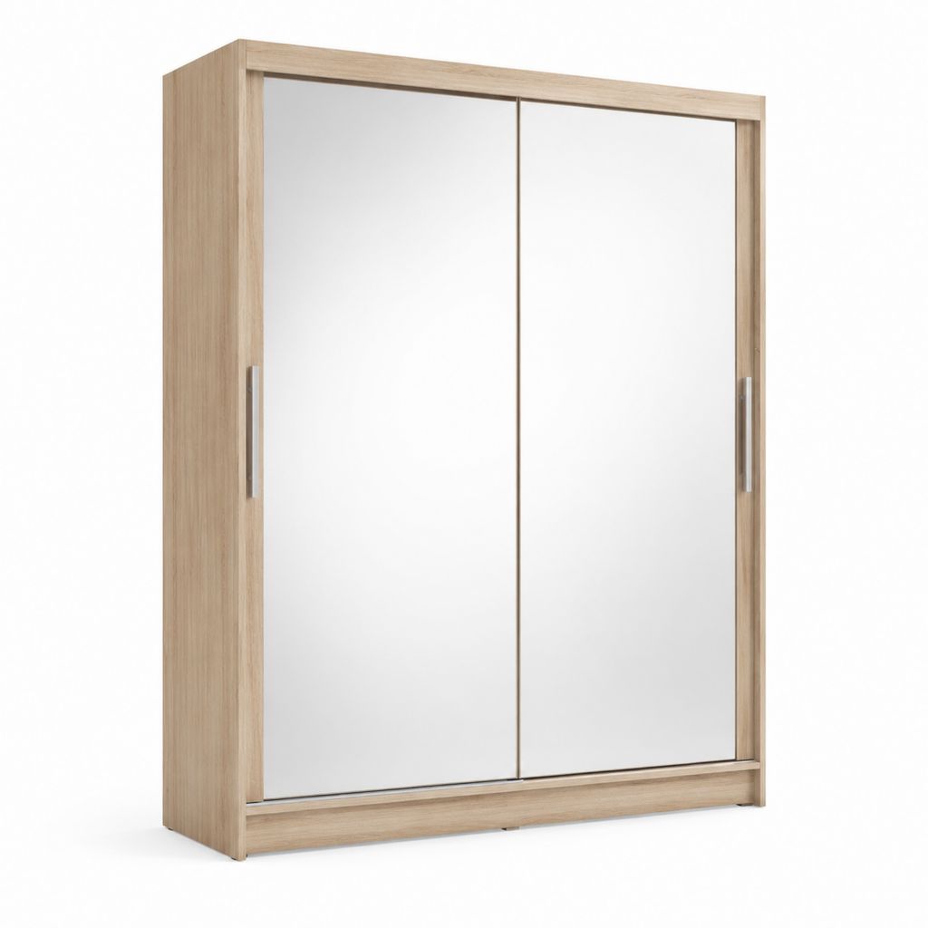 Armadio guardaroba con ante scorrevoli a specchio rovere sonoma in pannello truciolare 180 x 60 x 200 cm