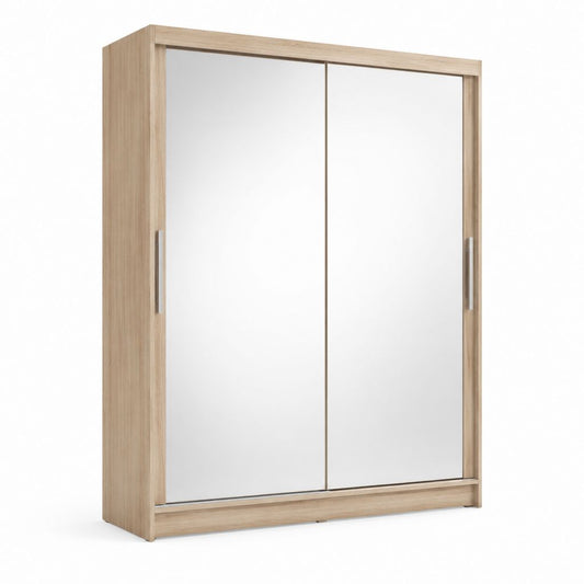 Armadio guardaroba con ante scorrevoli a specchio rovere sonoma in pannello truciolare 180 x 60 x 200 cm