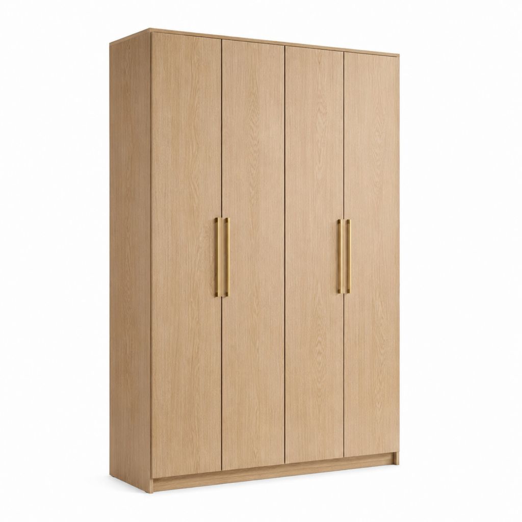 Armadio guardaroba 4 ante a battente rovere chiaro in truciolare melaminico 180 x 60 x 220 cm