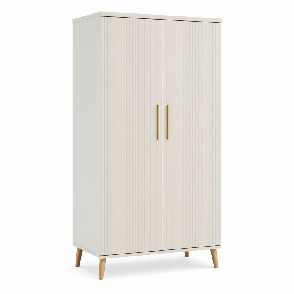 Armadio guardaroba a 2 ante bianco crema in MDF rettangolare 80 x 52 x 180 cm