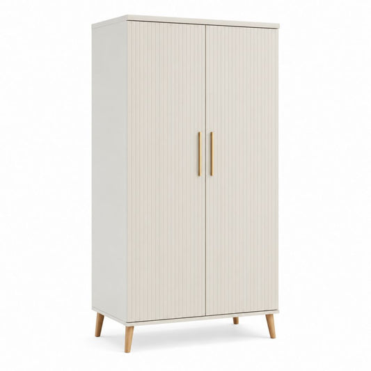 Armadio guardaroba a 2 ante bianco crema in MDF rettangolare 80 x 52 x 180 cm